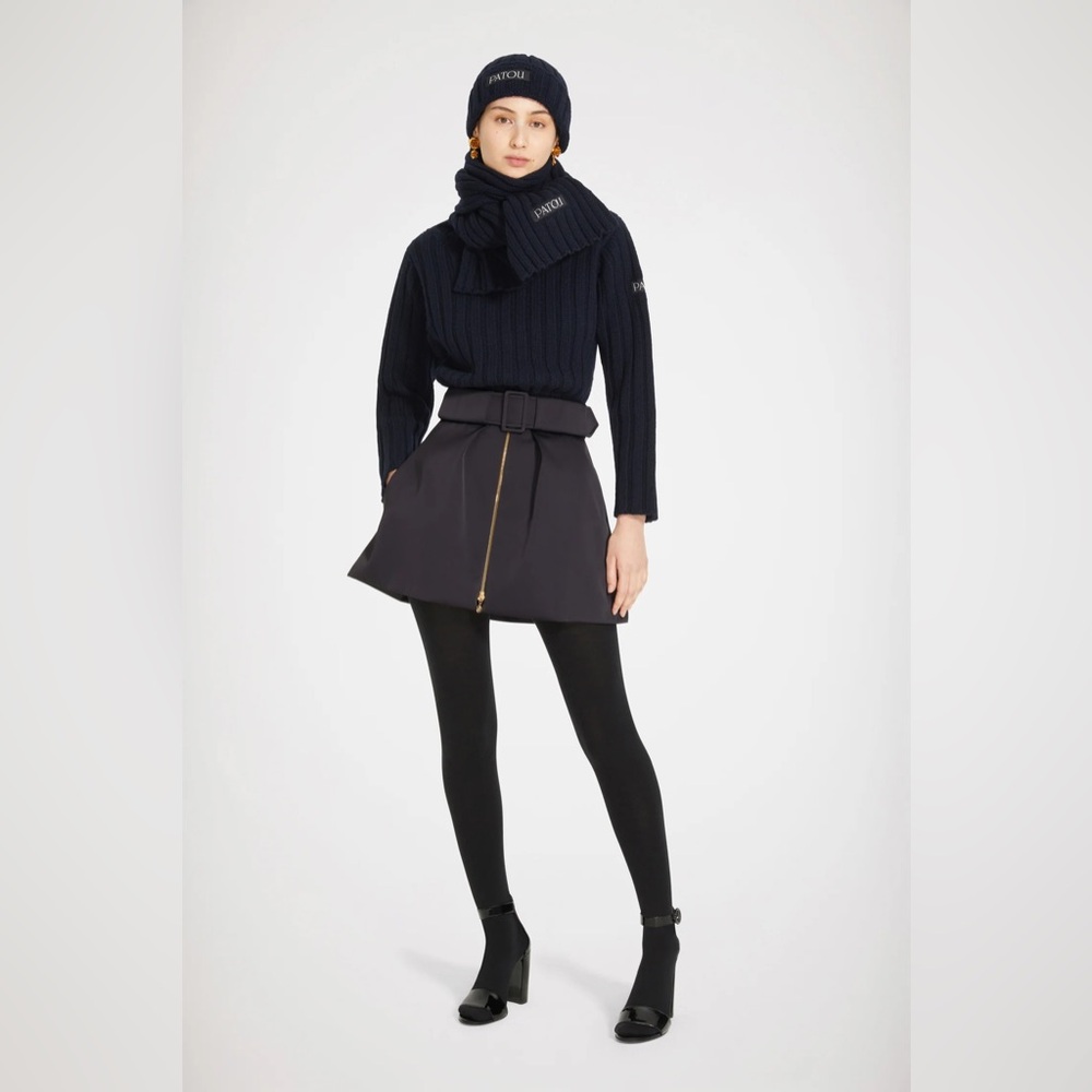 Patou Zip-up mini skirt in recycled satin